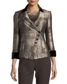 Armani Collezioni Jacquard Asymmetric-Botton Jacket at Neiman Marcus